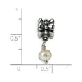 thumbnail image 2 of 925 Sterling Silver Polished Oxidized Reflections Freshwater Cultured Pearl Dangle Bead Charm 19.09x6.36mm Wide Pendant, 2 of 4