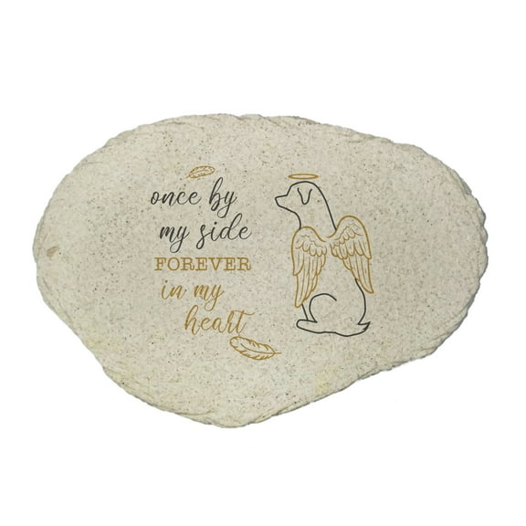 GiftsForYouNow Pet Memorial Garden Stone – “Once By My Side, Forever in My Heart” Angel Dog Tribute