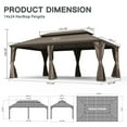 thumbnail image 4 of Miekor 14' X 24' Hardtop Gazebo, Upgraded Metal Gazebo with Drainage System, Dual-Layer Galvanized Steel Roof, Curtain and Netting, Outdoor Shelter Canopy for Patio, Garden, and Backyard, Brown MK04, 4 of 10