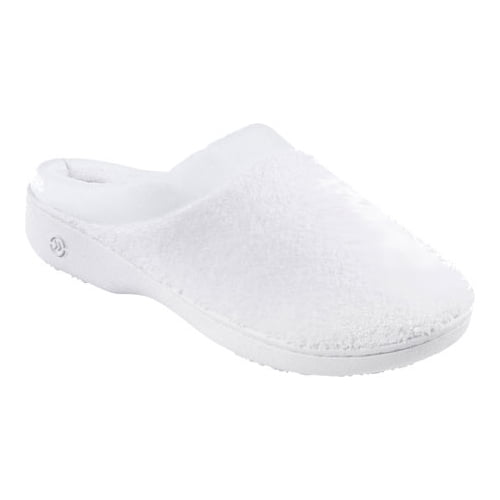 Women's Isotoner Microterry Hoodback with Satin Trim White 8.5-9 M