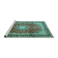 thumbnail image 2 of Ahgly Company Machine Washable Indoor Round Persian Turquoise Blue Traditional Area Rugs, 5' Round, 2 of 4