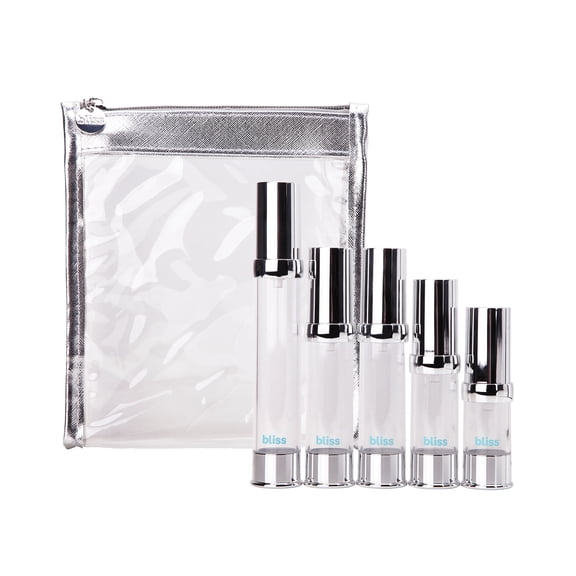 Bliss Travel Bottles TSA Approved Refillable Toiletry Containers with Lid and Spatula 5 Piece Set