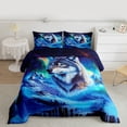 thumbnail image 2 of Feelyou Wildlife Wolf Full Size Comforter Sets, Mystic Aurora Galaxy Bedding Sets, 3pcs, 2 of 8