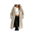 thumbnail image 3 of Zynoxe Women's Hooded Jackets With Side Pockets Casual Solid Color Long Sleeve Fuzzy Fleece Coat Relaxed Mid-Length Open Front Cardigan Jackets Warm Plush Outerwear Jackets for Women S, 3 of 9