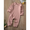 thumbnail image 3 of Bagilaanoe Newborn Baby Girl Boys Fall Jumpsuit Ribbed Long Sleeve Bodysuit Infant Autumn Zipper One Piece Romper, 3 of 9