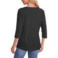 thumbnail image 5 of Simua Women's 3/4 Sleeve Eyelet Tops Casual Round Neck Business Blouse Solid Color Tunic T-shirt, 5 of 10