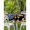 thumbnail image 2 of Outdoor Tablecloth with Umbrella Hole and Zipper, Fall Pumpkins Retro Round Table Cloth 54 Inch Waterproof Tablecloth, Thanksgiving Maple Leaves Rustic Black Picnic Table Cover for Patio Camping, 2 of 7