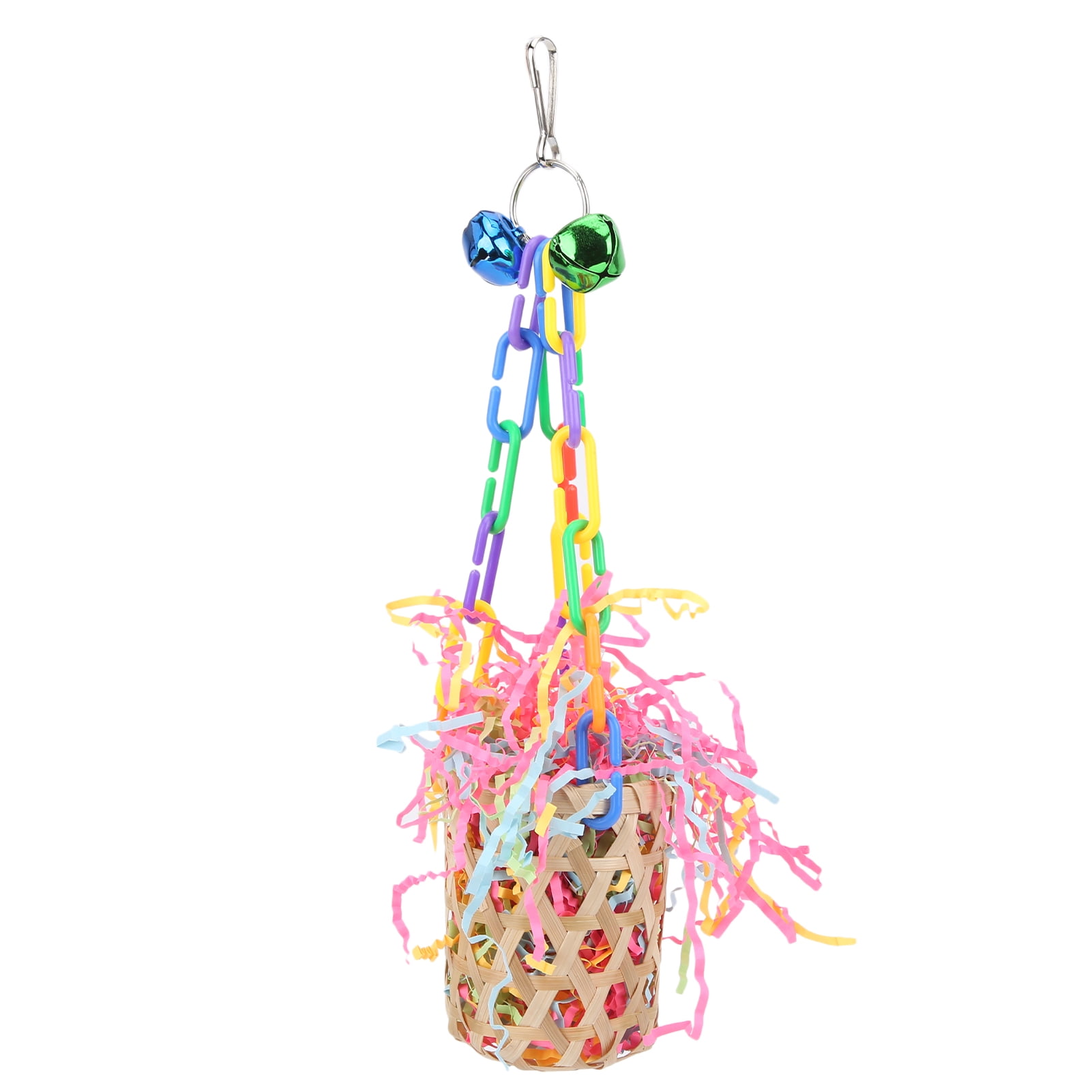 Colorful Shredder Basket Chewing Toy for Parrots, Bird Foraging Hanging Basket Accessories (17 x 10 in / 43.18 x 25.4 cm)