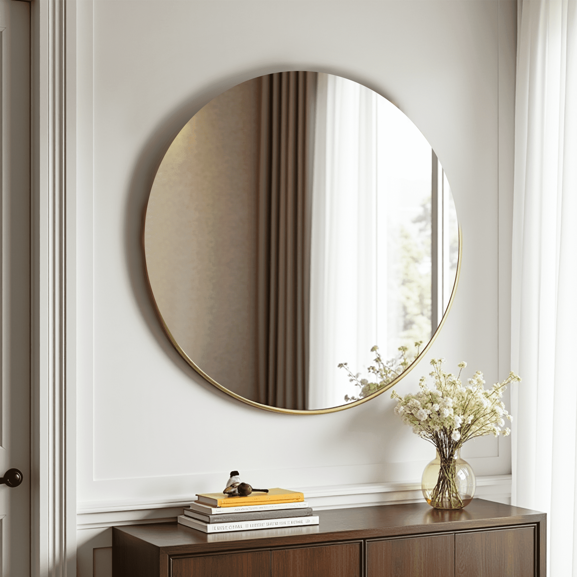 MAYEERTY 30in Black Round Wall Mirror Bathroom Mirrors, Circle Vanity Mirror