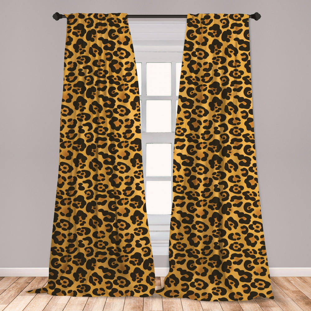 Leopard Print Curtains 2 Panels Set, Rhythmic Pattern of Natural Animal ...