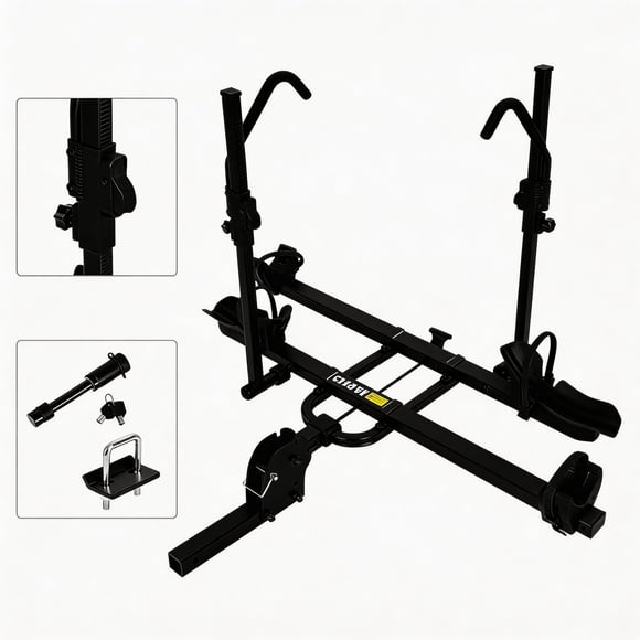 DSstyles Porte-Vélo d'Attelage pour 2 Vélos, Porte-Vélo pour Voiture, Convient aux Récepteurs de 2 Pouces et aux Pneus Larges jusqu'à 5 Pouces, Porte-Vélo Inclinable et Pliable pour VUS, Camions, VR, Supporte jusqu'à 200 Lb