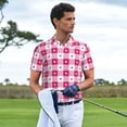 thumbnail image 3 of Balery Plaid Heart Camisa Polo de Hombre con Estampado, de Manga Corta y Tejido Medio, Camisa Tipo Golf Polo-Large, 3 of 6