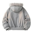 thumbnail image 3 of hlysgo Mens Winter Quilted Lined Coats Warm Zip up Insulated Puffer Jacket with Faux Fur Hood Men's Winter Coat Thermal Outdoor Outerwear Gray M, 3 of 6