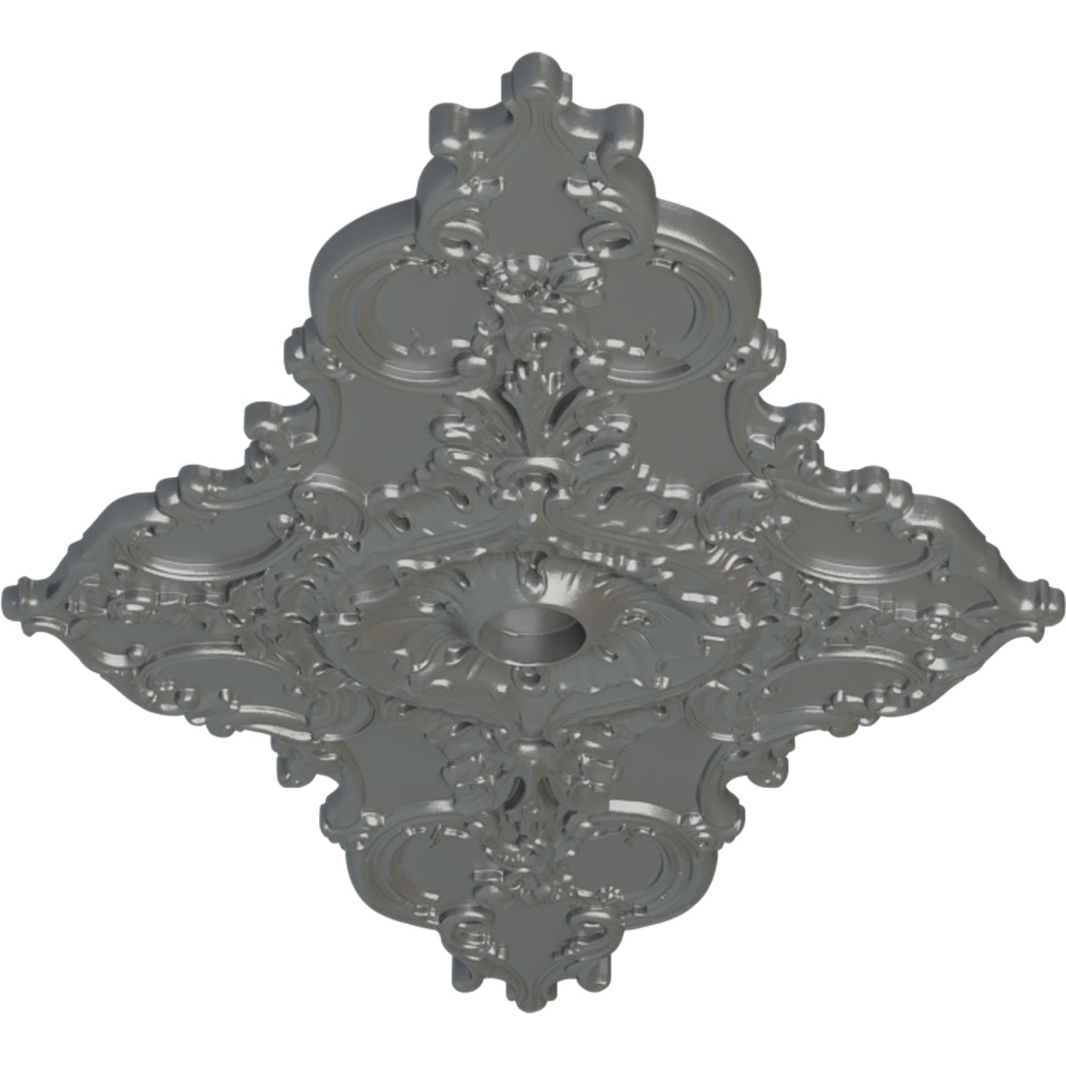 67 1/4"W x 43 3/8"H x 4"ID x 2"P Melchor Diamond Ceiling Medallion (Fits Canopies up to 4"), Hand-Painted Silver - image 2 of 4