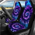 thumbnail image 2 of Pzuqiu Fashion Tie-dye Automobile Interior Sets Car Front Rear Seat Cover Steering Wheel Seat Belt Headrest Center Console Cushion Pad Keychain Coaster 14 Pcs Full Set Covers Fit Most Vehicles, 2 of 7