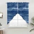thumbnail image 3 of Navy Blue Swag Valances for Windows 2 Pack Modern Abstract Gradient Blue Lines Texture Swag Kitchen Curtains 36 Inches Long Rod Pocket Short Window Treatment for Kitchen Bathroom 36"x36", 3 of 9