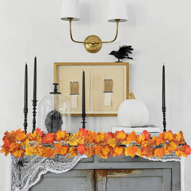 RKSTN halloween decroations Holiday Simulation Maple Leaf Rattan Stair Door Decoration Garden Home Decoration Door And Window Decoration Wall Decoration