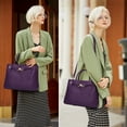 thumbnail image 2 of Woven Bag for Women Shoulder Purse: Vegan Leather Handbag - Handmade Tote Bag - Elegant Satchel Bag with Bowknot (Purple Color), 2 of 7