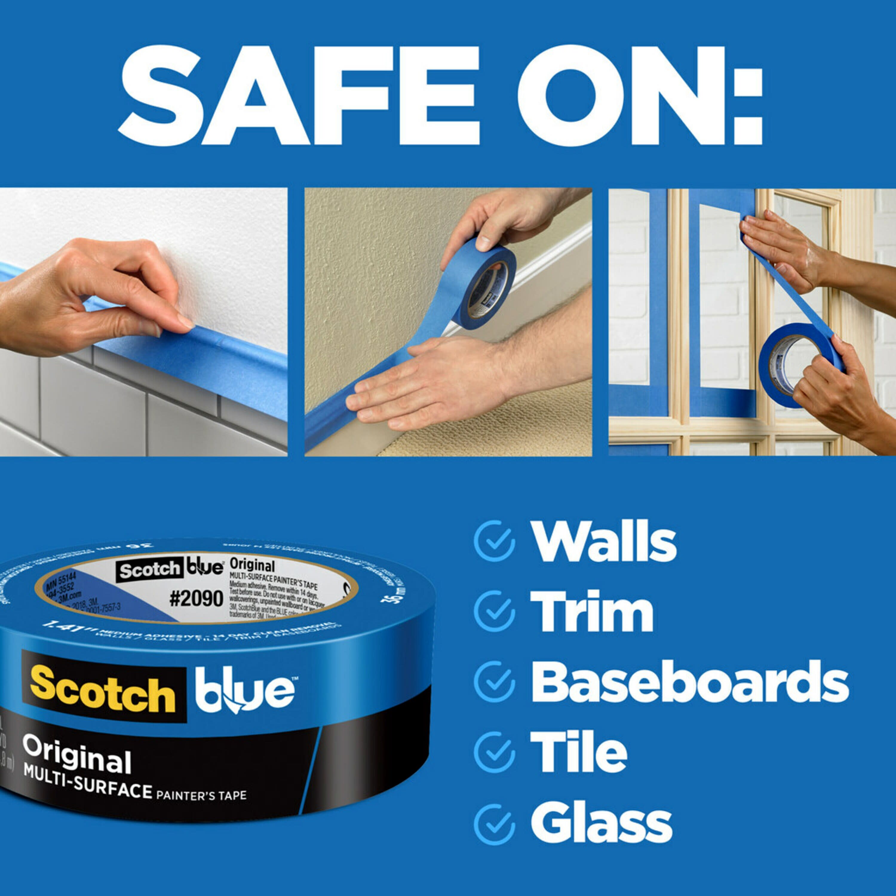 ScotchBlue Original Multi-Surface Painters Tape, Blue, 0.94 inches x 60 yards, 1 Roll - image 3 of 23