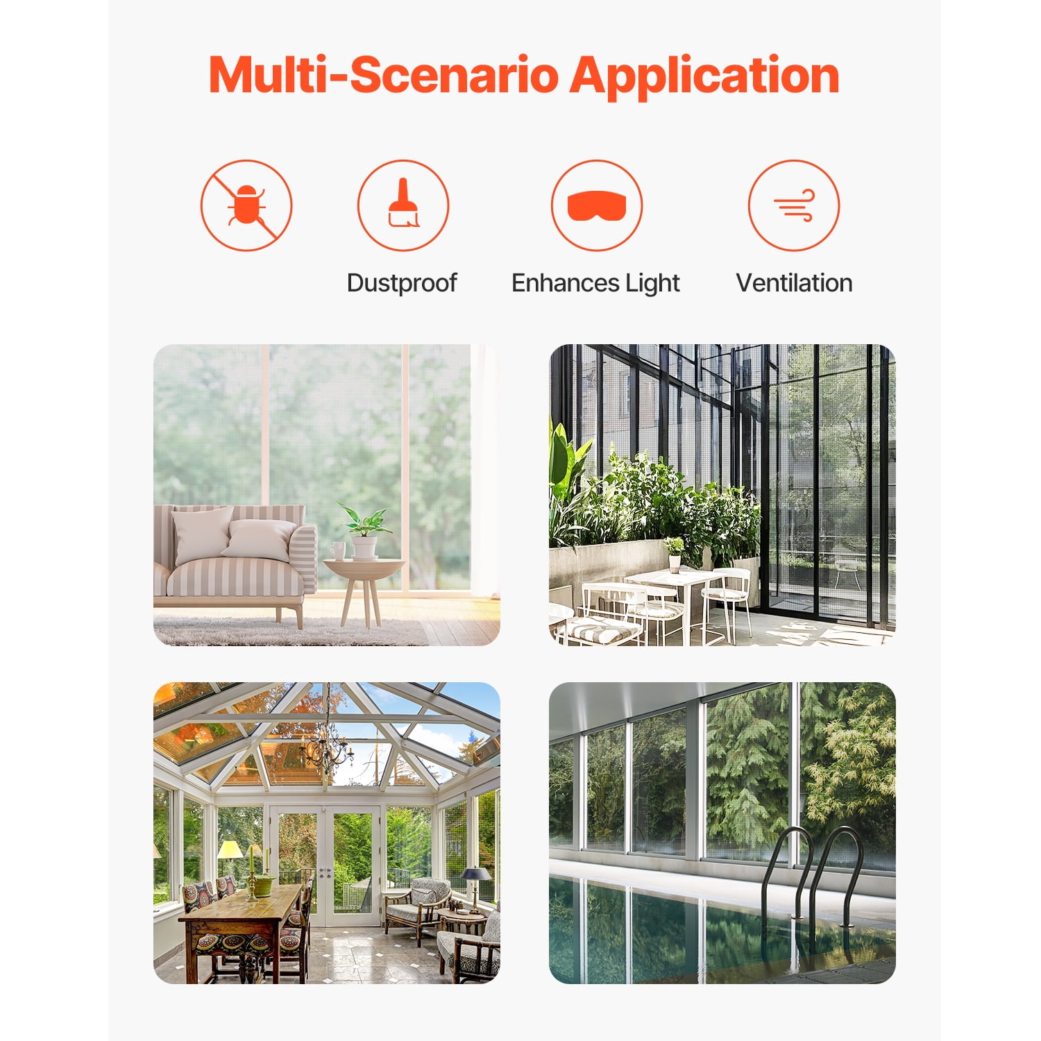 KFFKFF Replacement Window Screen, 100 ft x 96 in DIY Fiberglass Screen Mesh - Resilient, Cleanable & Simple to Set Up, Window Screen Fixing Kit for Patio Porch Door Windows