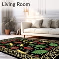 thumbnail image 2 of ODIKA 3'x5' Machine Washable Non-Slip Area Rug, Festive Reindeer and Pine Cones Interlocking Scandinavian Holiday Art High Traffic Rug, Black, 655125, 2 of 7