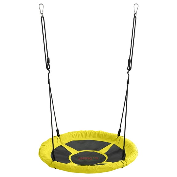 Machrus Swingan 37.5" Super Fun Nest Swing With Adjustable Ropes - Solid Fabric Seat Design - Yellow