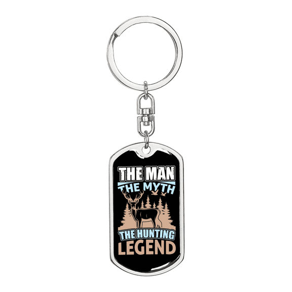 The Man The Legend Stainless Steel or 18k Gold Premium Swivel Dog Tag Keychain
