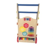 YeekTok Adjustable Wooden Baby Walker Toddler Toys with Multiple Activity Toys Center