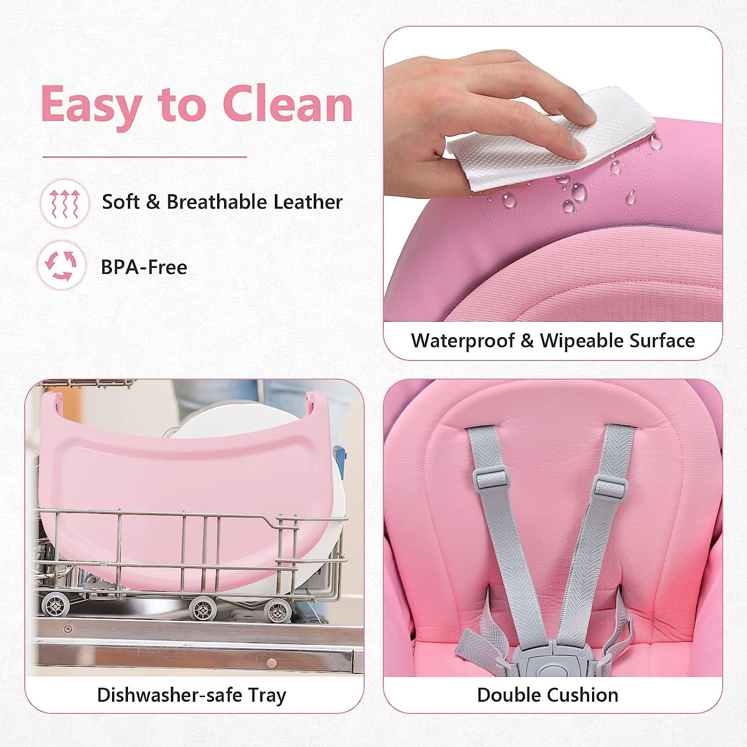 INFANS 8 in 1 Baby High Chair, Convertible Highchair for Babies and Toddlers, Infant Dining Booster Seat, Building Block Table, Kids Stool Table Chair Set with Removable Tray (Pink)