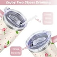 thumbnail image 5 of 40oz Red Cherry Fruit Pattern Stainless Steel Flip Straw Tumbler Spill Proof Travel Cup Double Wall Vacuum Insulated Coffee Mug with Top Handle, 5 of 6
