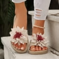 thumbnail image 2 of Dakaela Flower Flat Sandals for Women Comfortable Summer Beach Walking Slippers Arch Support Open Toe Casual Slip on Slides Beige 6.5, 2 of 7