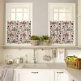 thumbnail image 4 of Red Flower Bird Kitchen Curtains and Valances Set, Green Leaf Pine Cone Christmas Star Rod Pocket Window Valance 18 Inch Window Curtain Panels for Living Room Bedroom Laundry, 27.5x36in, 3 Pieces, 4 of 7