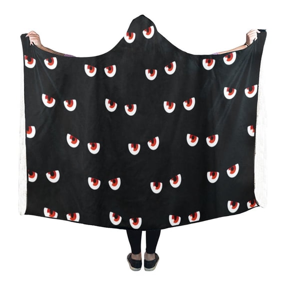 ASHLEIGH Hooded Blanket Vampire Eyes Bat Pilling Polar Fleece Hooded Throw Wrap 56x80 inch