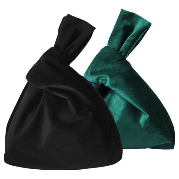 PBPBOX 2Pcs Compact Velvet Wristlet Handbags with Knot in Assorted Colors for Formal Events