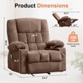 thumbnail image 4 of JMYMRY Recliner Chair, Rocker Recliner for Adults, Recliner Chair with Heat and Massage, Manual Recliner with Cup Holders for Living Room, Brown, 4 of 11