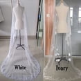thumbnail image 5 of Velos de novia Longitud de la catedral Chal nupcial de la iglesia Velo de tul Una sola capa Flor de encaje Borde de tul Accesorios para el cabello nupcial para mujeres y niñas (Marfil) JM, 5 of 5
