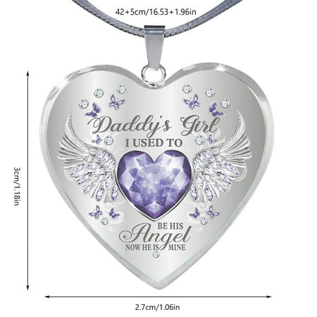 Fdelink Necklace Necklace Daddy' Angelss Dad and Daughter Angelss Wingsss Heart Drop Necklace Angelss Wing Jewelry Necklace for Dad Daughter Heart Memorial Keepsake
