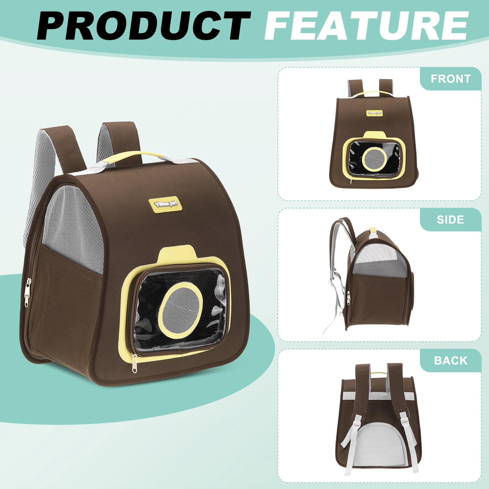 Cat Backpack Carrier, Large Space & Foldable, Breathable Pet Hiking Travel Backpack Khaki
