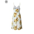 thumbnail image 6 of Luxtrada Women's Dresses-Summer Floral Bohemian Spaghetti Strap Button Down Swing Midi Dress with Pockets (Yellow,XL), 6 of 6