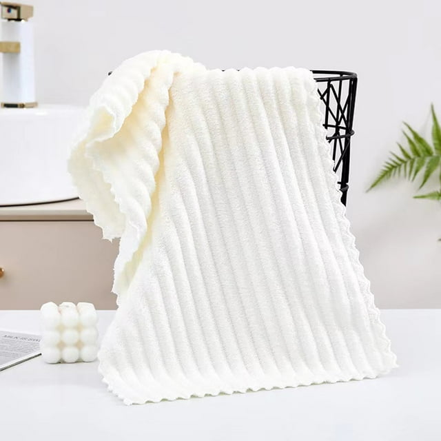 Juego de toallas de baño a rayas | Toallas de poliéster suaves y absorbentes | 75 x 35 cm | Incluye 1 toalla en gris, rosa, azul marino y blanco
