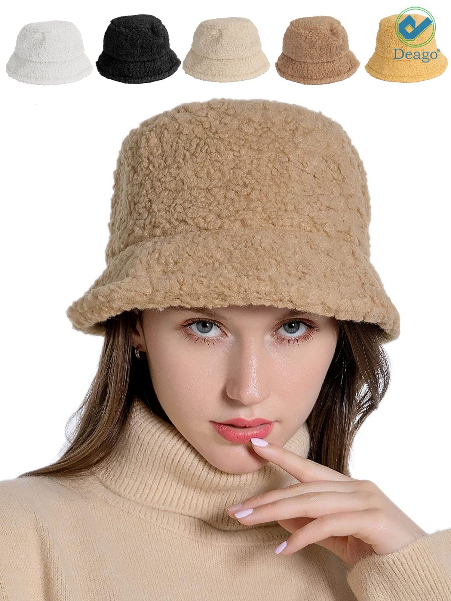 Apéndice Continuamente Decir a un lado Deago Women Winter Bucket Hat Vintage Cloche Hats Warm Faux Fur Wool  Outdoor Fisherman Cap (Khaki) - Walmart.com