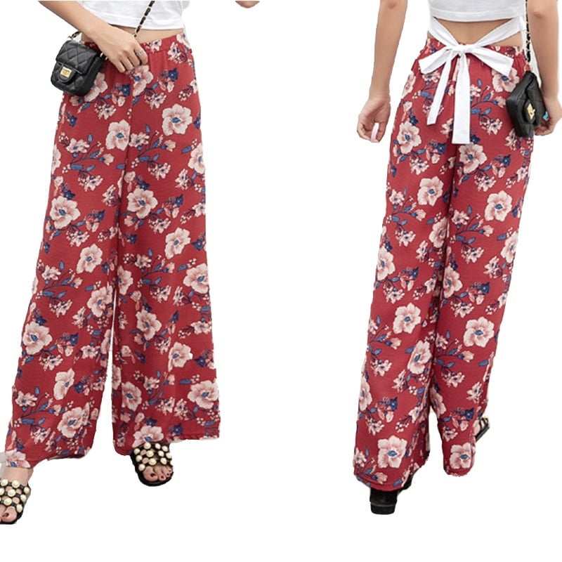 Parent-Child Outfit Girl Mother's Casual Floral Printing Trousers ...
