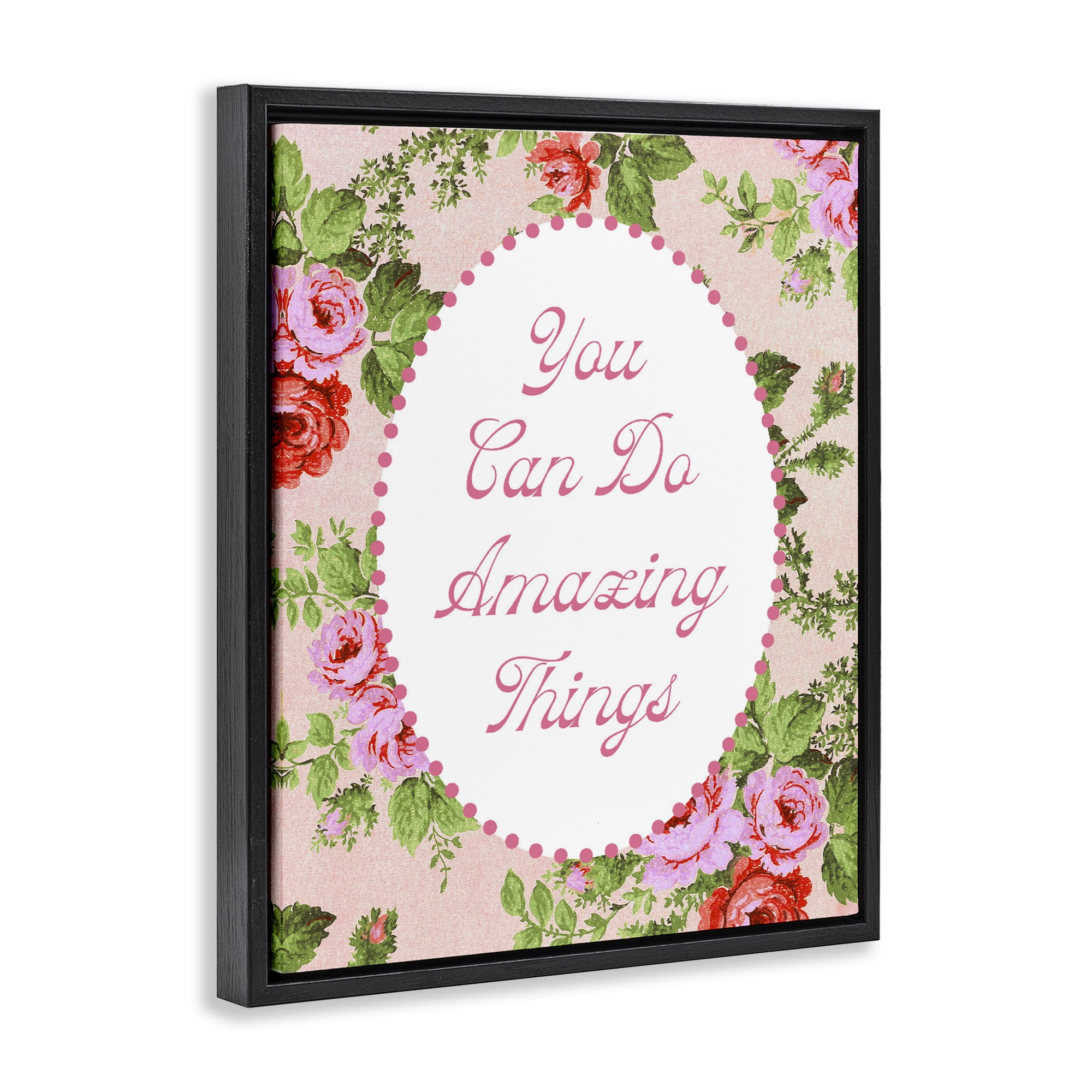 Stupell Industries You Can Do Amazing Things with Vintage Florals Black Framed Floater Canvas Wall Art, design by Lil' Rue