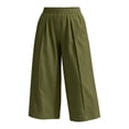 thumbnail image 4 of Women's Loose Cropped Pants Baeitkot Women's Solid Color Loose Casual Elastic Waist Pleated Cropped Pants with Pockets Army Green L, 4 of 7