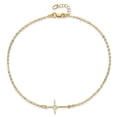 thumbnail image 3 of 14 Karat Polished CZ Cross Anklet, 3 of 4