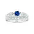 thumbnail image 4 of ANGARA Natural Aeon Sapphire & Diamond Three Stone Engagement Ring in 14K White Gold for Women (Size-4mm) | September Birthstone, Anniversary, Jewelry Gift for Women | Natural Sapphire Ring, 4 of 10