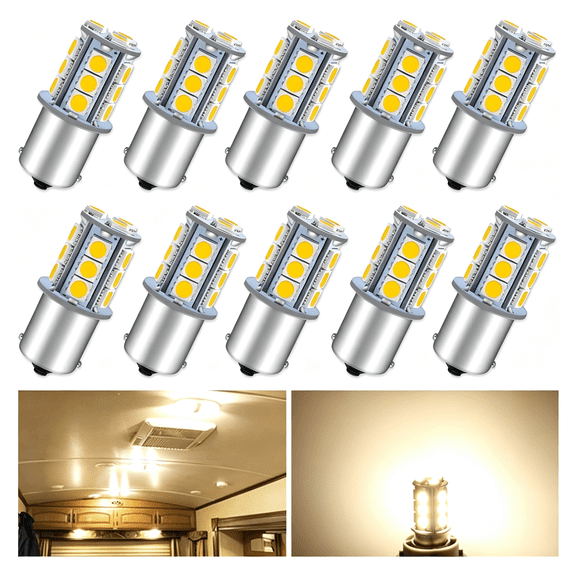 HIBIBUD 1156 Led Bulb Warm White 1141 Led Bulbs Rv Light Bulbs Interior 1073 7506 1003 Ba15S Bulb for 12V Camper Travel Trailer Boat Motorhome Interior Lights,Pack of 10