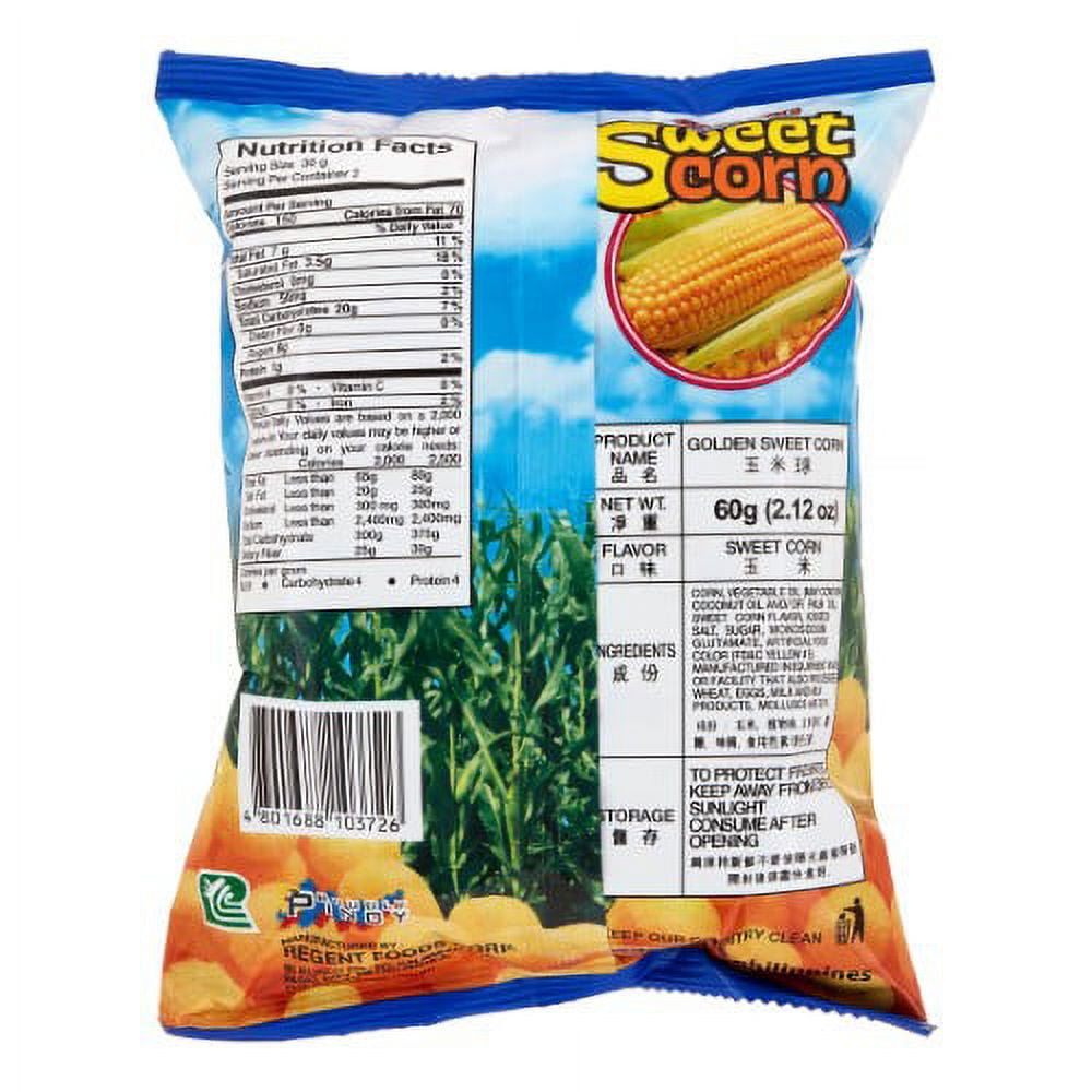 (2 pack) Regent Golden Sweet Corn Snacks, 60 Gram