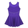 thumbnail image 5 of YiZYiF Girls Rhinestones Ballet Gymnastic Skirted Leotard Tulle Back Costume Dress Violet 6, 5 of 7