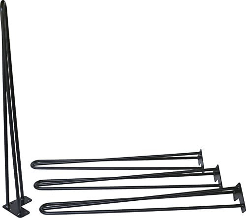 28" Hairpin Legs (Satin Black, Three-Rod) Industrial Strength Mid Century Modern Set... by Industrial By Design